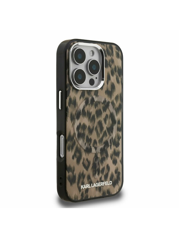 Karl Lagerfeld Karl Lagerfeld IML Leopard MagSafe Zadný Kryt pre iPhone 16 Pro Brown