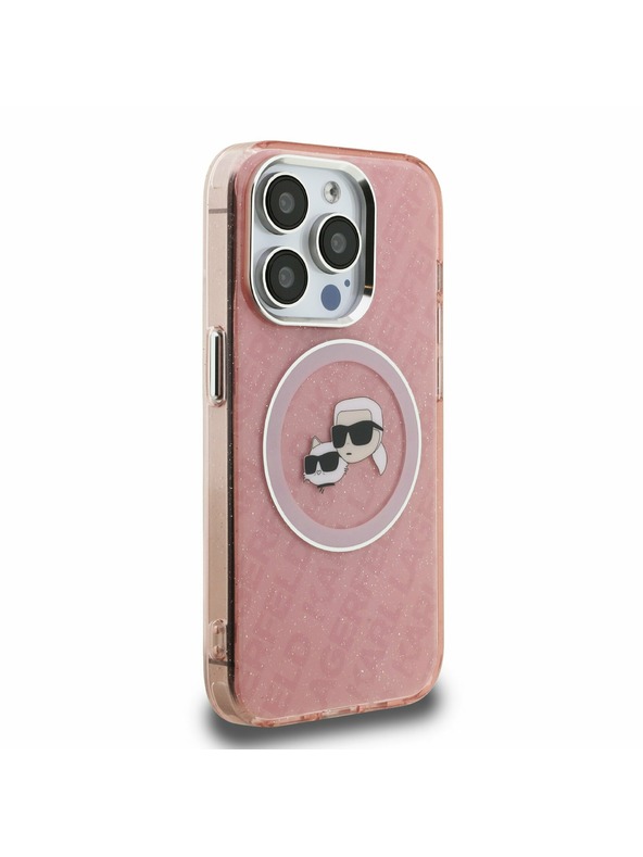 Karl Lagerfeld Karl Lagerfeld IML K&CH Heads Repeated Logo MagSafe Zadný Kryt pre iPhone 15 Pro Max Pink
