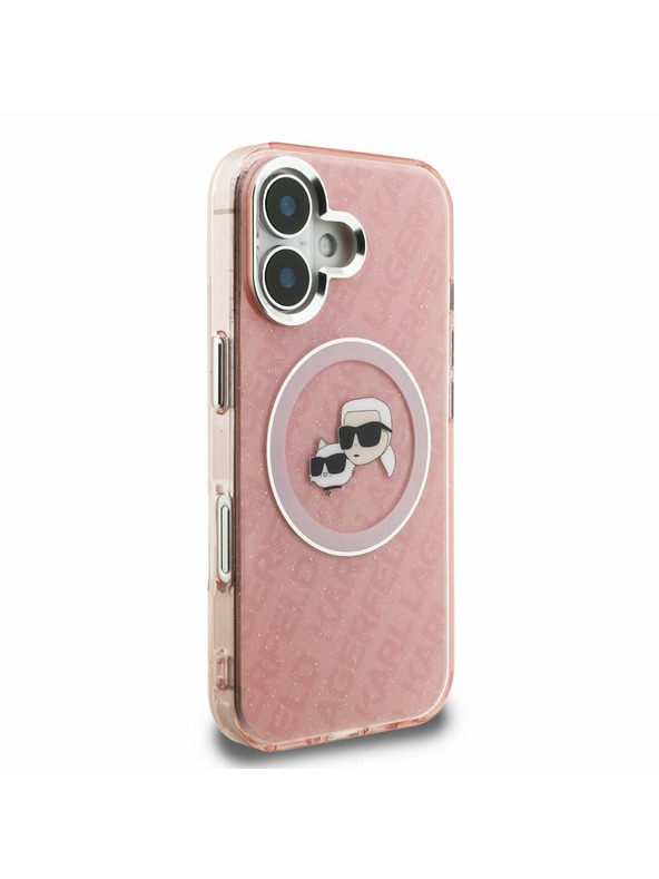 Karl Lagerfeld Karl Lagerfeld IML K&CH Heads Repeated Logo MagSafe Zadný Kryt pre iPhone 16 Pink