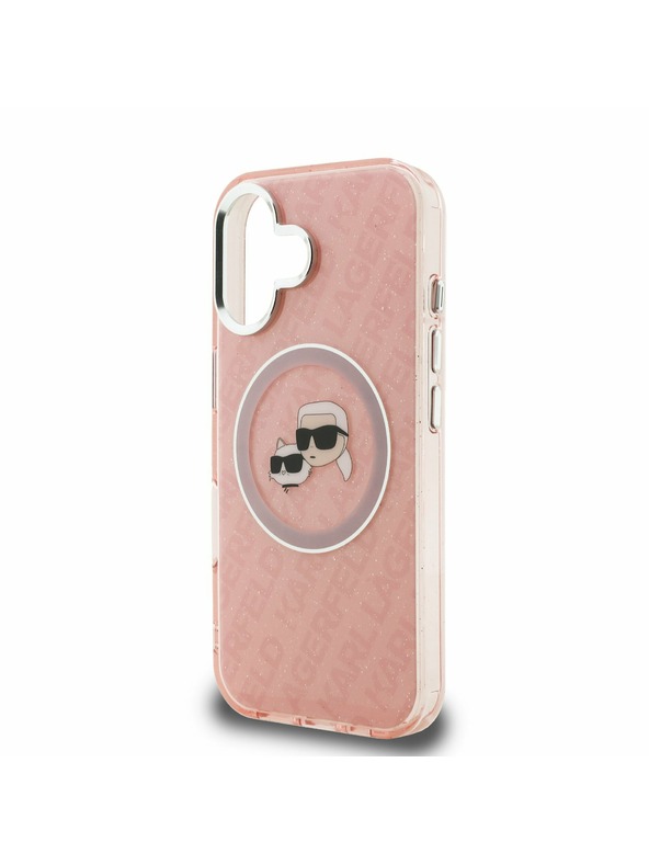 Karl Lagerfeld Karl Lagerfeld IML K&CH Heads Repeated Logo MagSafe Zadný Kryt pre iPhone 16 Pink