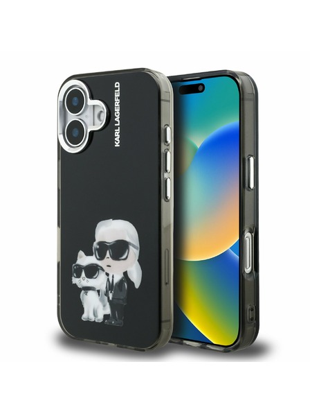 Karl Lagerfeld Karl Lagerfeld IML Aquarelle Karl and Choupette Zadný Kryt pre iPhone 16 Black