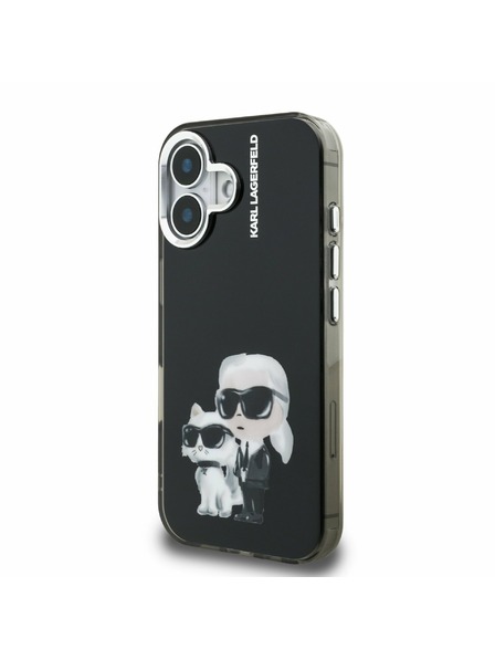 Karl Lagerfeld Karl Lagerfeld IML Aquarelle Karl and Choupette Zadný Kryt pre iPhone 16 Black