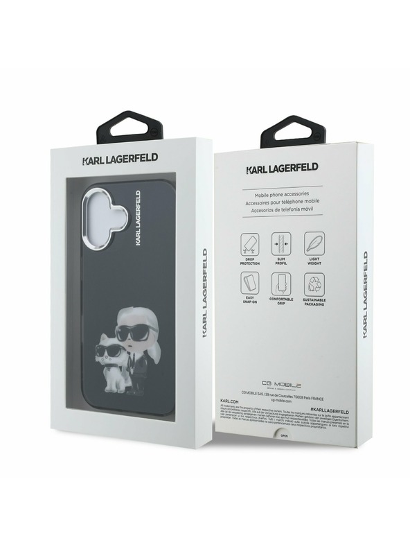 Karl Lagerfeld Karl Lagerfeld IML Aquarelle Karl and Choupette Zadný Kryt pre iPhone 16 Black