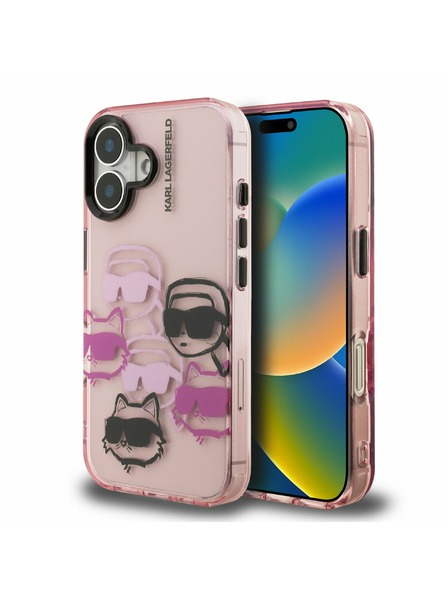 Karl Lagerfeld Karl Lagerfeld IML Multi K&CH Heads Zadný Kryt pre iPhone 16 Pink