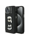 Karl Lagerfeld Karl Lagerfeld Grained PU K&CH Heads Zadný Kryt pre iPhone 15 Black