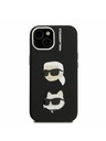 Karl Lagerfeld Karl Lagerfeld Grained PU K&CH Heads Zadný Kryt pre iPhone 15 Black