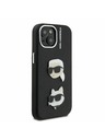 Karl Lagerfeld Karl Lagerfeld Grained PU K&CH Heads Zadný Kryt pre iPhone 15 Black