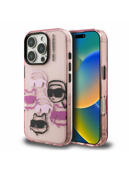 Karl Lagerfeld Karl Lagerfeld IML Multi K&CH Heads Zadný Kryt pre iPhone 16 Pro Pink