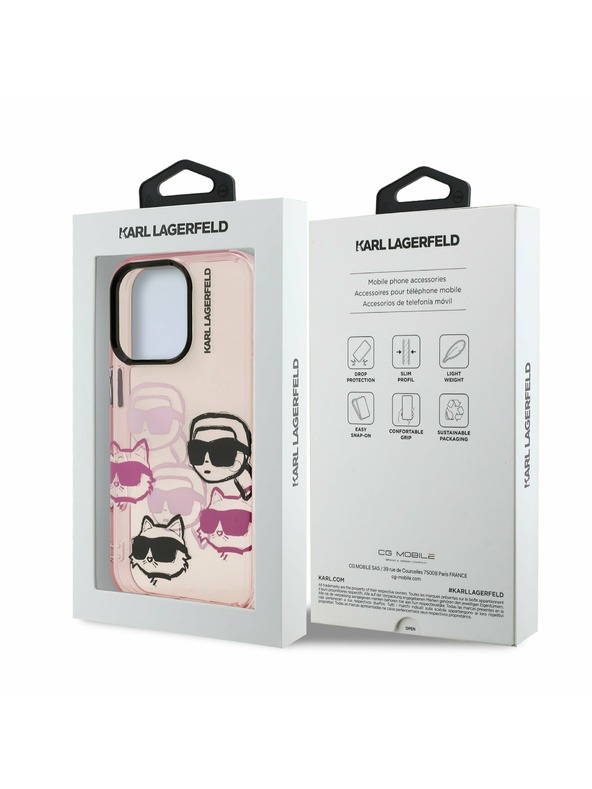Karl Lagerfeld Karl Lagerfeld IML Multi K&CH Heads Zadný Kryt pre iPhone 16 Pro Pink