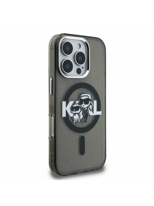 Karl Lagerfeld Karl Lagerfeld IML Trblietavý Karl and Choupette Sketch MagSafe Zadný Kryt pre iPhone 16 Pro Max Black