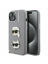 Karl Lagerfeld Karl Lagerfeld Grained PU K&CH Heads Zadný Kryt pre iPhone 15 Grey