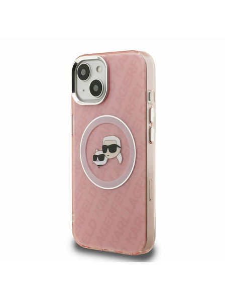 Karl Lagerfeld Karl Lagerfeld IML K&CH Heads Repeated Logo MagSafe Zadný Kryt pre iPhone 15 Pink