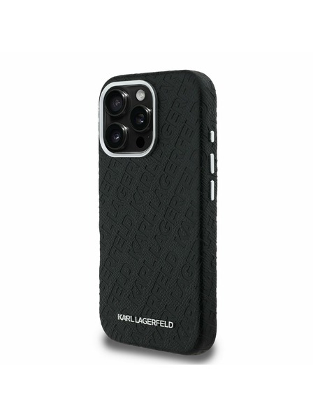 Karl Lagerfeld Karl Lagerfeld Grained PU Repeated Logo MagSafe Zadný Kryt pre iPhone 16 Pro Max Black