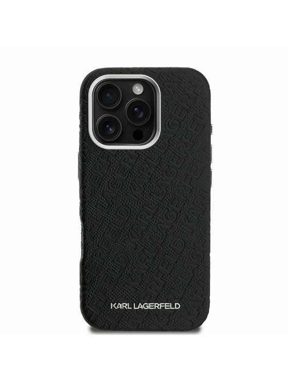 Karl Lagerfeld Karl Lagerfeld Grained PU Repeated Logo MagSafe Zadný Kryt pre iPhone 16 Pro Max Black