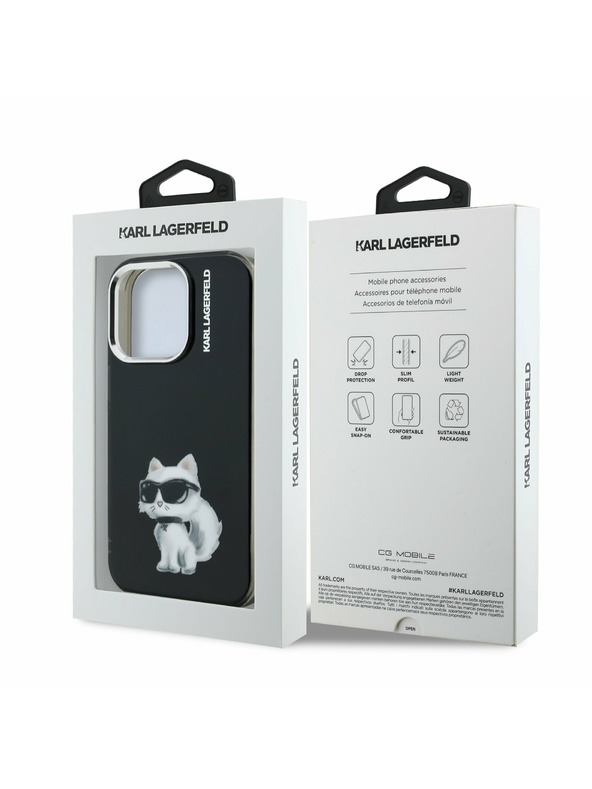 Karl Lagerfeld Karl Lagerfeld IML Akvarel Choupette Zadný Kryt pre iPhone 15 Pro Max Black
