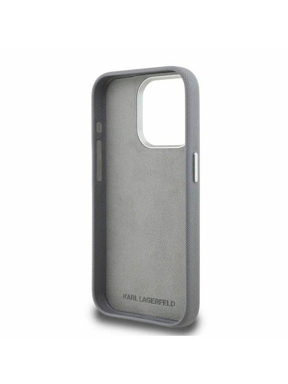 Karl Lagerfeld Karl Lagerfeld Grained PU K&CH Heads Zadný Kryt pre iPhone 15 Pro Max Grey