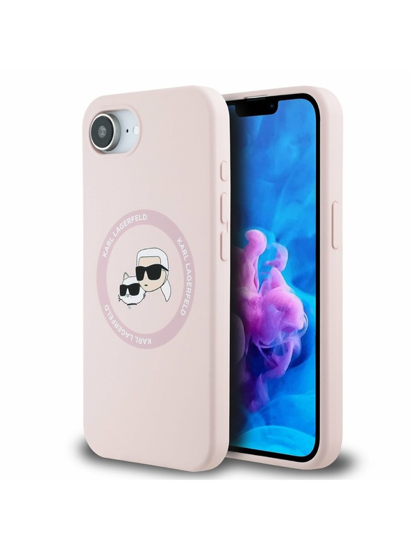 Karl Lagerfeld Karl Lagerfeld Tekutý Silikón K&CH Heads MagSafe Zadný Kryt pre iPhone 16e Pink