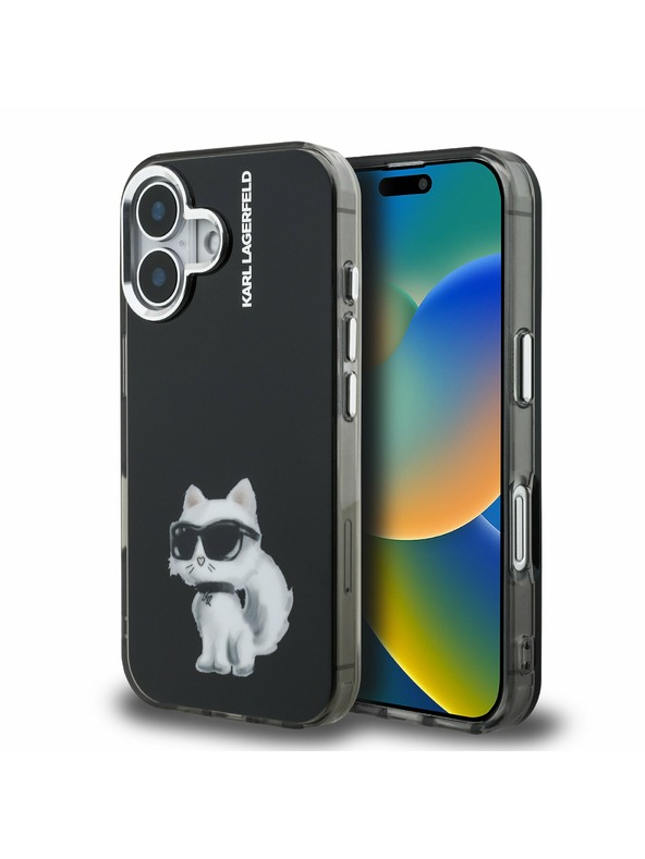 Karl Lagerfeld Karl Lagerfeld IML Akvarel Choupette Zadný Kryt pre iPhone 16 Black