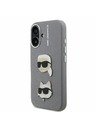 Karl Lagerfeld Karl Lagerfeld Grained PU K&CH Heads Zadný Kryt pre iPhone 16 Grey