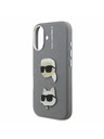 Karl Lagerfeld Karl Lagerfeld Grained PU K&CH Heads Zadný Kryt pre iPhone 16 Grey