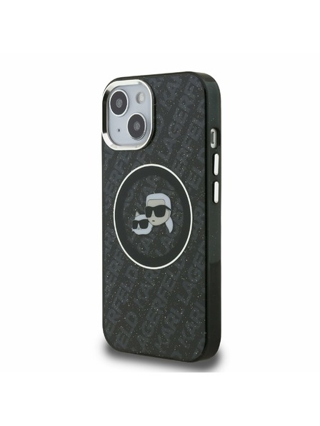 Karl Lagerfeld Karl Lagerfeld IML K&CH Heads Repeated Logo MagSafe Zadný Kryt pre iPhone 15 Black
