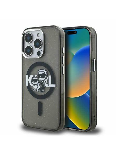 Karl Lagerfeld Karl Lagerfeld IML Trblietavý Karl and Choupette Sketch MagSafe Zadný Kryt pre iPhone 15 Pro Black