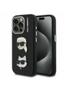 Karl Lagerfeld Karl Lagerfeld Grained PU K&CH Heads Zadný Kryt pre iPhone 15 Pro Max Black