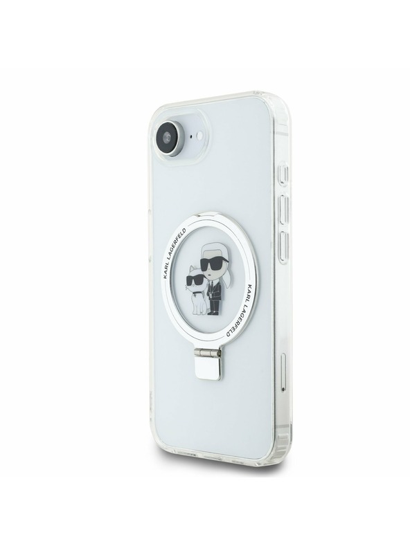 Karl Lagerfeld Karl Lagerfeld Ringstand Karl and Choupette MagSafe Zadný Kryt pre iPhone 16e White
