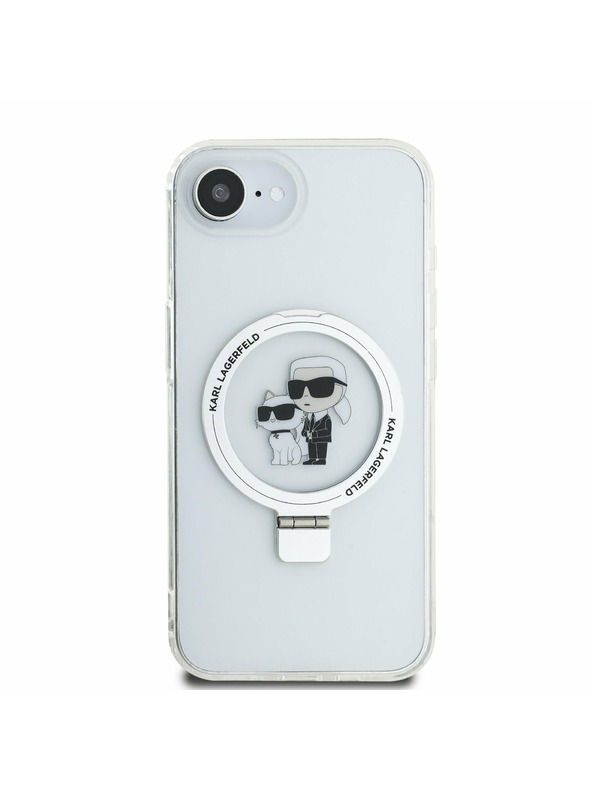 Karl Lagerfeld Karl Lagerfeld Ringstand Karl and Choupette MagSafe Zadný Kryt pre iPhone 16e White