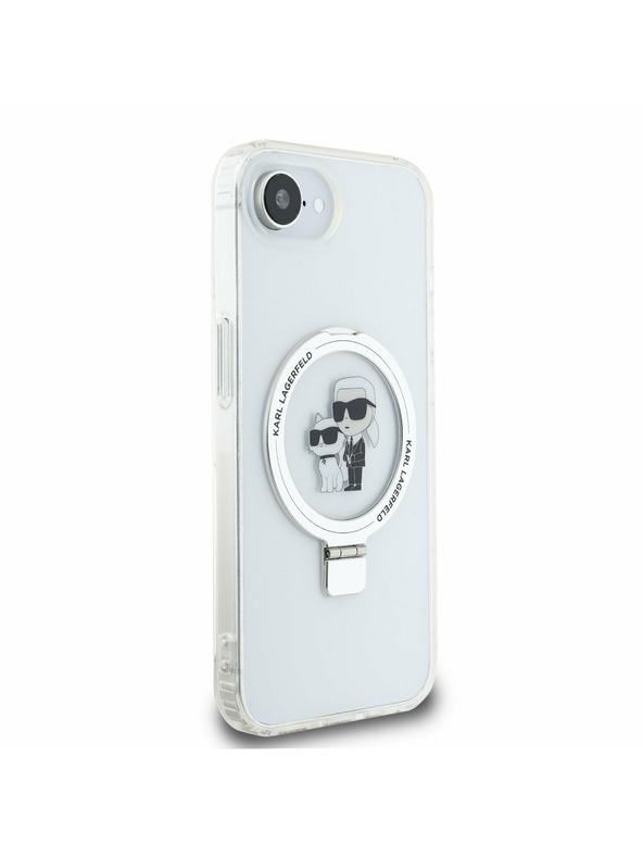 Karl Lagerfeld Karl Lagerfeld Ringstand Karl and Choupette MagSafe Zadný Kryt pre iPhone 16e White