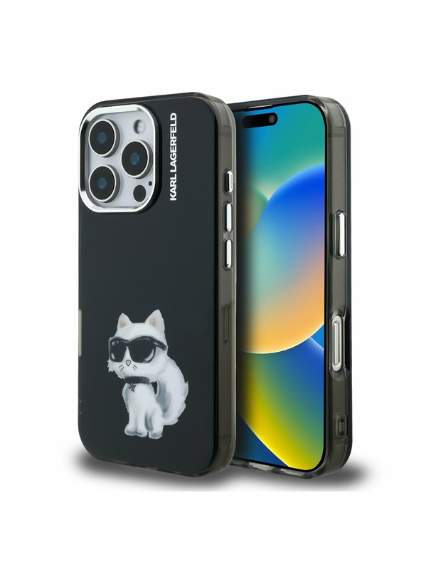 Karl Lagerfeld Karl Lagerfeld IML Akvarel Choupette Zadný Kryt pre iPhone 16 Pro Max Black