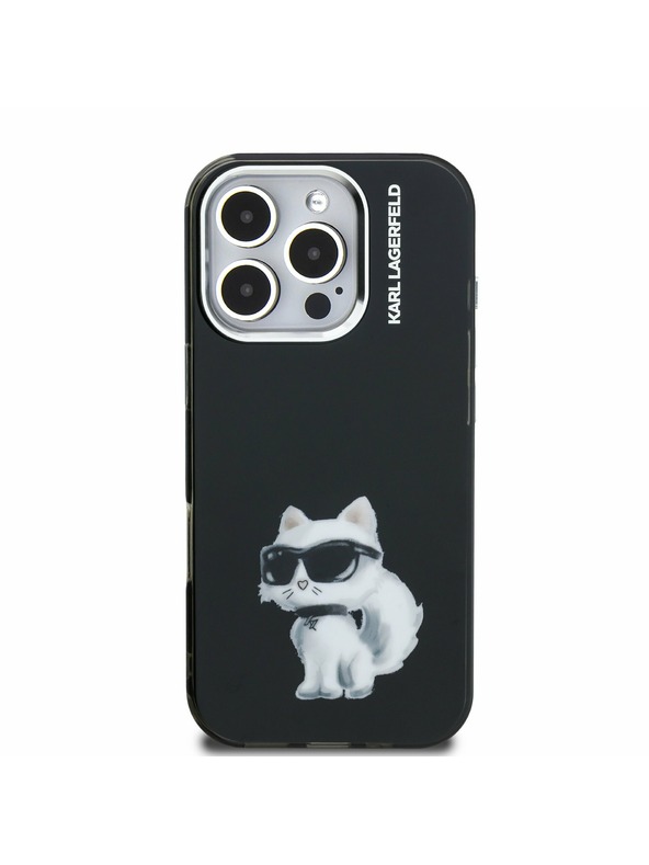 Karl Lagerfeld Karl Lagerfeld IML Akvarel Choupette Zadný Kryt pre iPhone 16 Pro Max Black