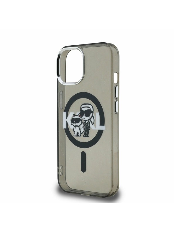 Karl Lagerfeld Karl Lagerfeld IML Glitter Karl and Choupette Sketch MagSafe Zadný Kryt pre iPhone 15 Black