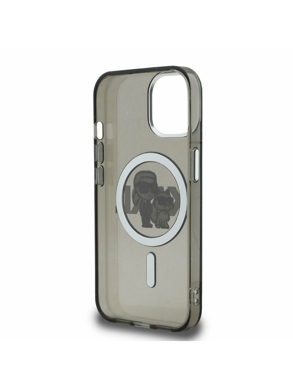 Karl Lagerfeld Karl Lagerfeld IML Glitter Karl and Choupette Sketch MagSafe Zadný Kryt pre iPhone 15 Black
