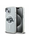 Karl Lagerfeld Karl Lagerfeld IML Trblietavý Karl a Choupette Náčrt MagSafe Zadný kryt pre iPhone 15 Priehľadný