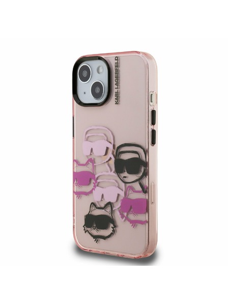 Karl Lagerfeld Karl Lagerfeld IML Multi K&CH Hlavy Zadný kryt pre iPhone 15 Ružový
