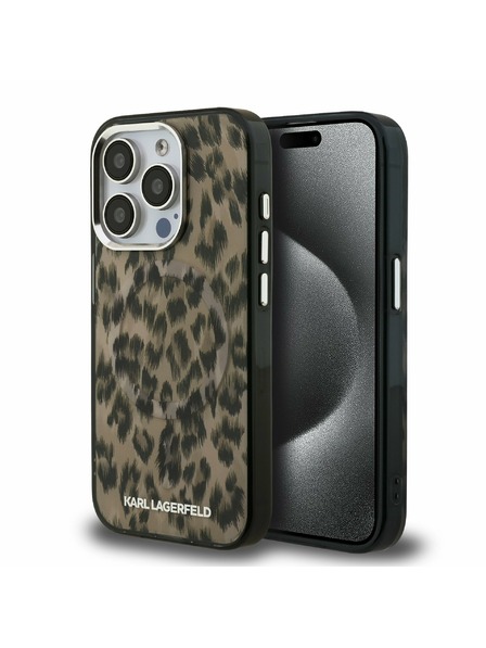 Karl Lagerfeld Karl Lagerfeld IML Leopardí MagSafe Zadný kryt pre iPhone 15 Pro Hnedý