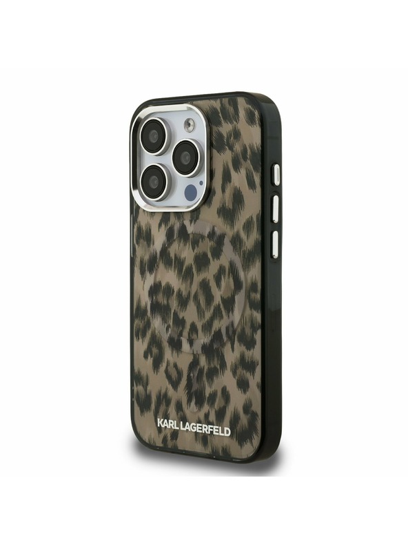 Karl Lagerfeld Karl Lagerfeld IML Leopardí MagSafe Zadný kryt pre iPhone 15 Pro Hnedý