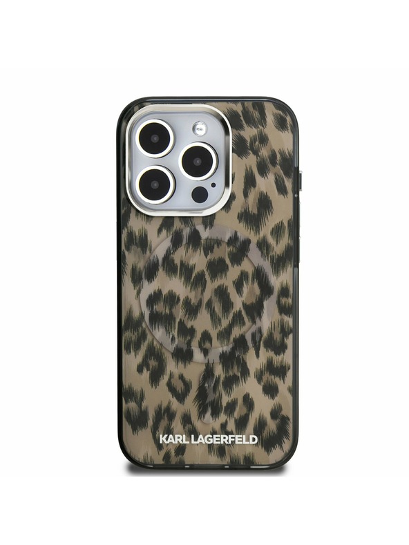 Karl Lagerfeld Karl Lagerfeld IML Leopardí MagSafe Zadný kryt pre iPhone 15 Pro Hnedý