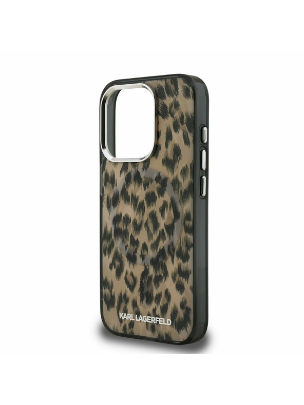 Karl Lagerfeld Karl Lagerfeld IML Leopardí MagSafe Zadný kryt pre iPhone 15 Pro Hnedý