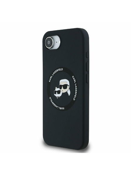 Karl Lagerfeld Karl Lagerfeld Tekutý Silikónový K&CH Hlavy MagSafe Zadný kryt pre iPhone 16e Čierny