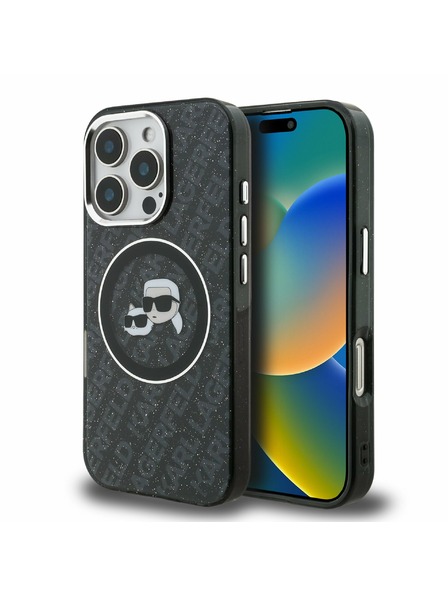 Karl Lagerfeld Karl Lagerfeld IML K&CH Hlavy Opakované Logo MagSafe Zadný kryt pre iPhone 16 Pro Čierny