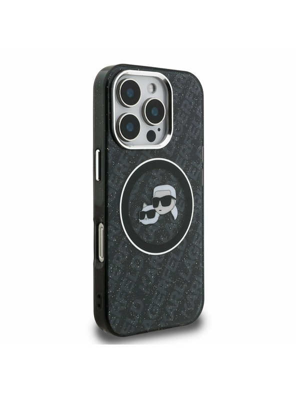 Karl Lagerfeld Karl Lagerfeld IML K&CH Hlavy Opakované Logo MagSafe Zadný kryt pre iPhone 16 Pro Čierny