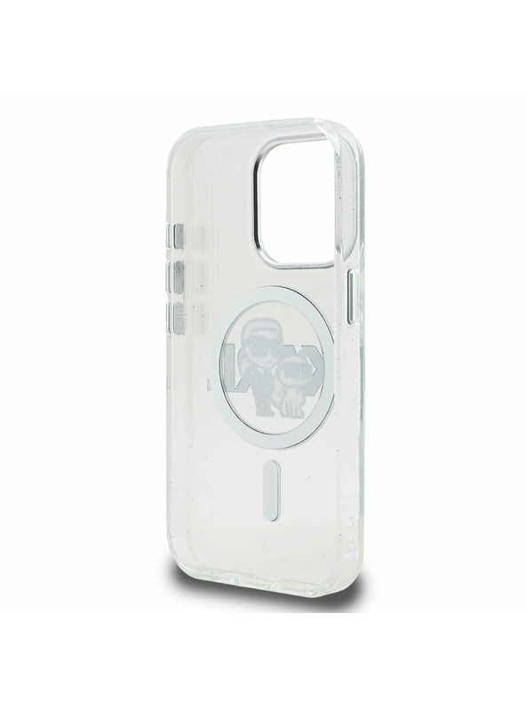 Karl Lagerfeld Karl Lagerfeld IML Trblietavý Karl a Choupette Náčrt MagSafe Zadný kryt pre iPhone 15 Pro Max Priehľadný