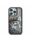 Karl Lagerfeld Karl Lagerfeld Kvapalný Trblietavý Roztrúsený Choupette Zadný kryt pre iPhone 16 Pro Max Čierny