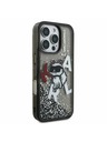 Karl Lagerfeld Karl Lagerfeld Kvapalný Trblietavý Roztrúsený Choupette Zadný kryt pre iPhone 16 Pro Max Čierny