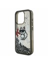 Karl Lagerfeld Karl Lagerfeld Kvapalný Trblietavý Roztrúsený Choupette Zadný kryt pre iPhone 16 Pro Max Čierny