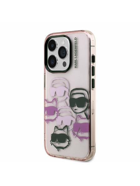 Karl Lagerfeld Karl Lagerfeld IML Multi K&CH Hlavy Zadný kryt pre iPhone 15 Pro Ružový