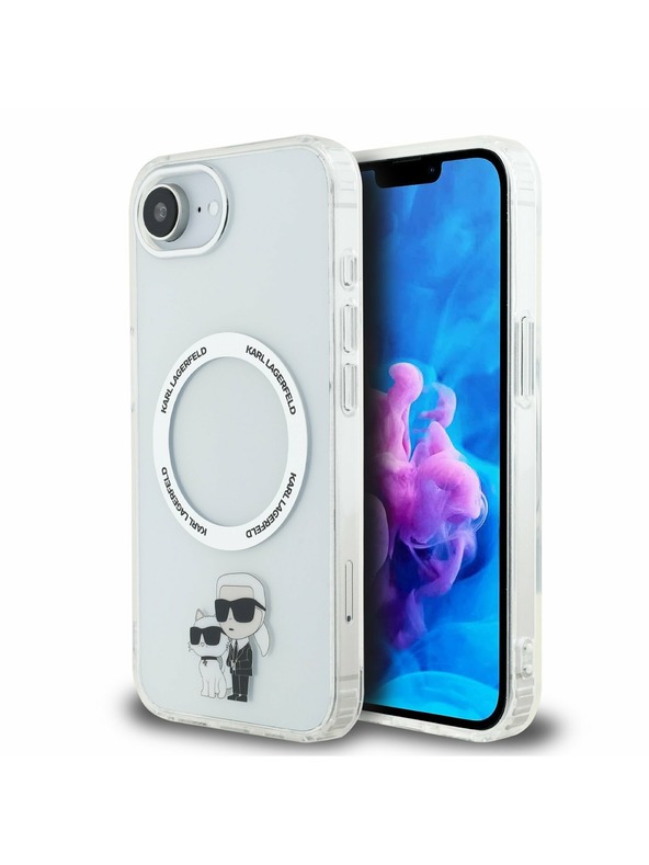 Karl Lagerfeld Karl Lagerfeld IML Karl a Choupette MagSafe Zadný kryt pre iPhone 16e Priehľadný