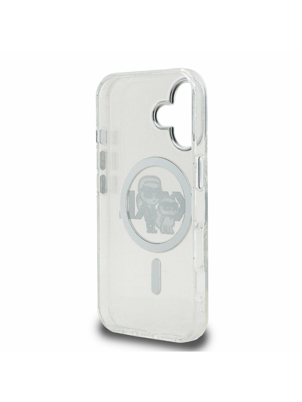 Karl Lagerfeld Karl Lagerfeld IML Trblietavý Karl a Choupette Náčrt MagSafe Zadný kryt pre iPhone 16 Priehľadný